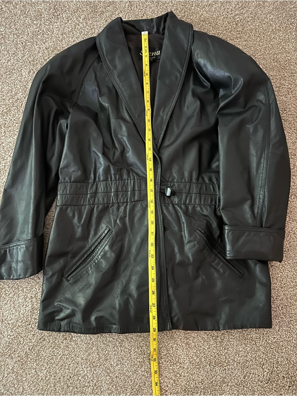 Black Leather Women's Jacket - Classic Shawl Collar